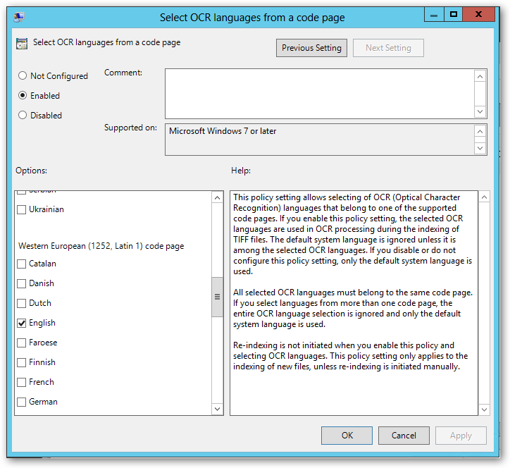Select OCR Languages